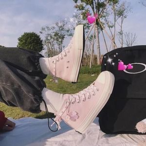 🌸WMNS PINK LOLITA CHUCK STYLE SNKRS FLOWER CHARMS NEW (8)🌸